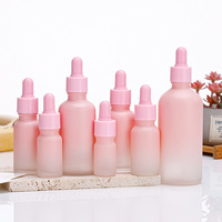 Botella de Vidrio Rosa Degradado Esmerilado con Gotero, 5ml 10ml 15ml 20ml 30ml 50ml 100ml, Reciclable, Vacía, para Suero, Aceite Esencial, de Lujo
