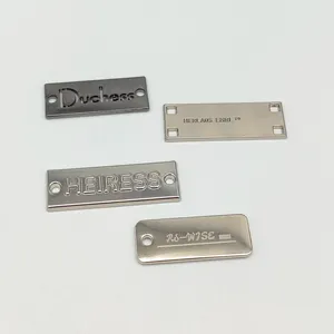 Factory Custom Letter Logo Sew On Fabric Hardware Engraved Metal Design Label Tag