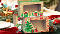 Boîtes cadeaux en papier kraft de Noël écologiques personnalisées avec fenêtre transparente pour biscuits, bonbons et décorations de fête