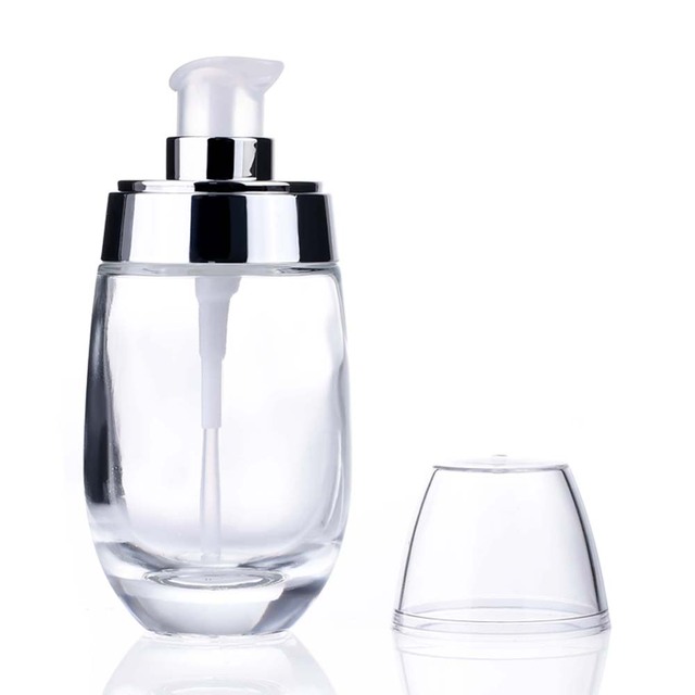 Luxury 30ml 50ml New Design Customize Refillable Body Lotion Cosmetic Packaging Glass Pump Bottle for Face Serum Suncream