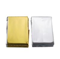 Couverture de survie d'urgence en Mylar, vente en gros directe d'usine, logo personnalisé OEM, couverture thermique en feuille d'aluminium, imperméable, pour usage extérieur 1