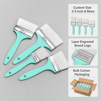 Outil de brossage de laine sans effort, tête en laine monobloc, manche en plastique, pinceau de peinture à finition lisse de 2 à 5 pouces