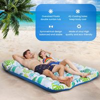 Radeau flottant gonflable en PVC à double trou avec oreiller, lit flottant creux personnalisé, tapis flottant gonflable pour piscine