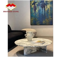 Table basse et tables d'appoint en marbre blanc de luxe italien, meubles de salon modernes