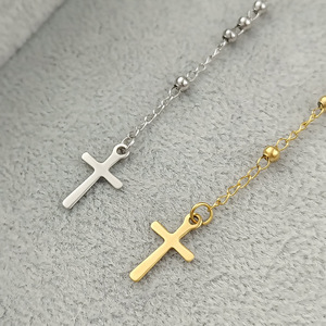 Rosarios Religiosos de Acero Inoxidable Chapados en Oro con Cadena Larga, Collar con <span class=keywords><strong>Cruz</strong></span> de San Benito, Rosario Católico - Product Image 6