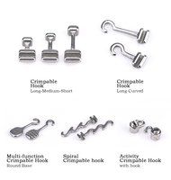 Denrotary Boutons Linguaux Orthodontiques Métalliques à Sertir avec Base en Maille Rectangulaire, Fixables, pour Arrêter les Appareils Dentaires, 10 Pièces/Emballage