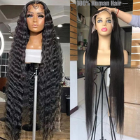 Perruque HD transparente 13x4 pour femmes américaines noires Perruques Deep Wave 13x6 HD Lace Frontal Perruques 40 pouces Perruques Lace Front de cheveux humains bruts