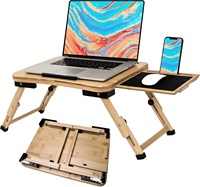Combohome Bureau d'ordinateur moderne en bambou Table d'ordinateur pliable pour travailler sur le lit Table d'ordinateur portable pliable