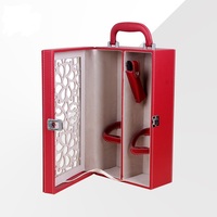 Caja de Vino Roja Retro, Caja de Embalaje de Vino y Té de Alta Gama, Caja de Regalo de Cuero PU