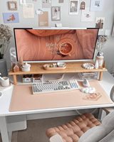 Étagère double pour moniteur en bambou, support de moniteur surélevé avec rangement sous le bureau pour fournitures de bureau, prend en charge les téléviseurs lourds