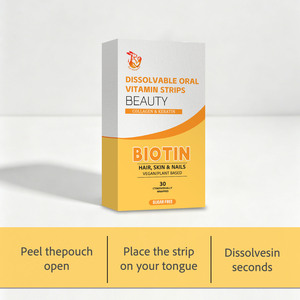 Bandes buvables OEM ODM sans sucre, véganes, à la biotine, saveur fraise, à dissolution rapide, pour la beauté et la nutrition des femmes, à prendre quotidiennement - Product Image 2