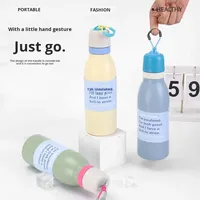 Bouteille d'eau réutilisable en acier inoxydable, thermos sous vide, garde au chaud et au froid, gobelet de voyage avec corde, double couvercle pour le sport
