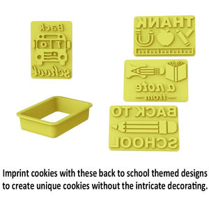 Ensemble de découpoirs à biscuits écologiques pour la rentrée scolaire - Cadre rectangulaire avec 5 tampons interchangeables pour la reconnaissance des enseignants, pour la pâte à sucre - Product Image 5