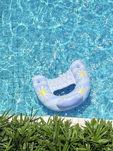 Cama Flotante <span class=keywords><strong>para</strong></span> Piscina, Diseño Vintage con Forma de Margarita, <span class=keywords><strong>Colchoneta</strong></span> <span class=keywords><strong>Inflable</strong></span> Reclinable en Forma de U - Product Image 5