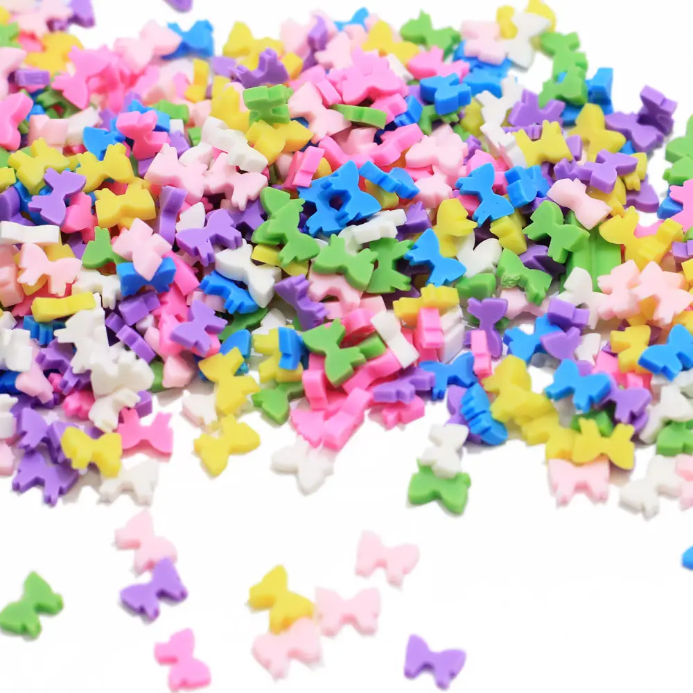 500g Colorful Bow Shaped Polymer Clay Slices Mix Christmas Clay Sprinkles  Clays For Resin Crafts and Slime Supplies