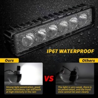 Barre lumineuse LED pour voiture 18W 6 pouces, projecteurs LED 12V 24V étanches IP67 pour bateau, camping-car, VTT, UTV, 4x4, camion, voiturette de golf