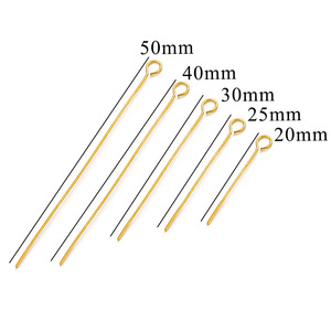 Eye Pin 18K PVD Gold Plated Stainless Steel 9 Shape Head Pin 20mm 25mm 30mm 40mm 50mm DIY Jewelry Findings - Product Image 1