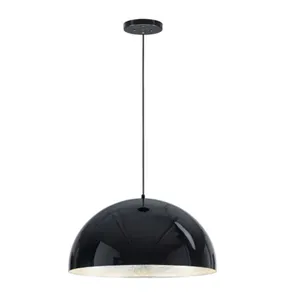 光泽黑色和铝制24英寸发光二极管圆顶吊灯