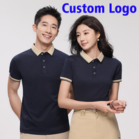 Polo unisexe à col contrastant avec logo personnalisé, 200 GSM, mélange de tissus, manches courtes, broderie de logo personnalisée, vêtements de travail, vente en gros