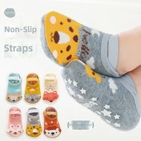 Chaussettes pour enfants de style nouveau, avec bordures élastiques, chaussettes de marche pour tout-petits, chaussettes antidérapantes pour bébés, imprimées de dessins animés, 100% coton jacquard
