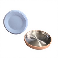 Assiette de sevrage pour enfants en acier inoxydable 304 avec base d'aspiration en silicone, antidérapante, sans BPA, de qualité alimentaire, vaisselle durable pour tout-petits