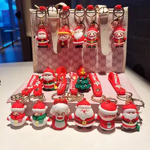 China Manufacturer Wholesale Hot Sale Rubber Christmas Tree Keychain PVC Santa Claus Keychain Christmas Gifts For finished Sale