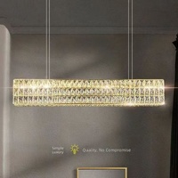 Lustre suspendu LED moderne de luxe en cristal linéaire à hauteur réglable pour salle à manger et îlot de cuisine