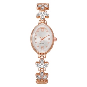 Elegante Reloj de Pulsera para Mujer con Esfera Ovalada, Reloj de Joyería con Pedrería, Reloj de Cuarzo Dorado Rosa para Dama - Product Image 3
