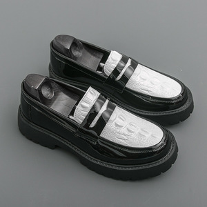 Mocasines con Suela Gruesa y Estampado de Cocodrilo Brillante para Hombre, Zapatos de Plataforma de Cuero para Fiestas y Uso Diario - Product Image 3