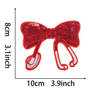 Hot Sell Stock 10cm Iron on Sequin Embroidered Bow Shape Stethoscope <b>Nurse</b> Patch - Product Image 5