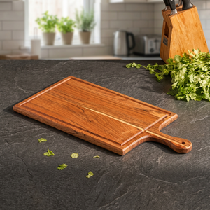 Tabla de Cortar de Madera Artesanal con Asa, Rectangular, para Preparación de Alimentos y Servicio en la Cocina, Suministro al por Mayor - Product Image 1
