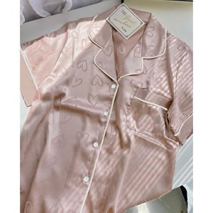 Piyama Kerah Model Musim Semi dan Musim Panas Ms. Sweet love Print Celana Pendek Lengan Pendek Dua Potong Pakaian Rumah yang Nyaman - Product Image 3