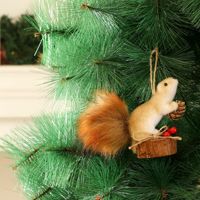 PARTYMENT Adorable Ornement de Noël en Peluche Écureuil Réaliste, Pendentif Animal de la Forêt Mignon pour Décoration de Sapin Festif et de Fête