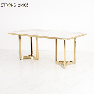 โต๊ะอาหารหรูหราสไตล์สแกนดิเนเวียน ท็อปกระจก โมเดิร์น หรูหรา โต๊ะรับประทานอาหารครบชุด โต๊ะรับประทานอาหารหินอ่อนร่วมสมัย - Product Image 3