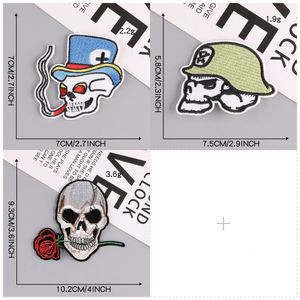 Wholesale Personalized Iron on Hand Embroidery Patches Custom Patch Embroidered Skull Biker for Hat - Product Image 6