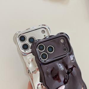 Luxe Ondulé 3D Météorite Placage <span class=keywords><strong>Étui</strong></span> Souple pour <span class=keywords><strong>iPhone</strong></span> 12 13 14 15 16 17 Pro Max Anti-Chute Protection Complète Paillettes Couverture Brillante - Product Image 2