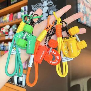 Funny Dumbbell Keychain with Water Cup Fitness Themed Soft Rubber <b>Key</b> <b>Holder</b> for Gym Lovers Novelty Gift - Product Image 5