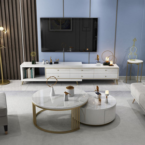 Set di Tavolini da Caffè Moderni di Lusso Estensibili in Materiale Spugna e Vetro per Arredamento Soggiorno - Product Image 6