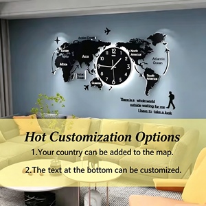 Reloj de Pared Silencioso con Diseño de Mapa del Mundo de 120x55 cm, Grande, con Luz Nocturna LED, Decorativo para Sala de Estar, Dropshipping DDP - Product Image 2