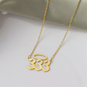 สร้อยคอเลข 222 สแตนเลส 316L ชุบทอง 14k 18k PVD สำหรับผู้หญิง ขายส่ง - Product Image 4