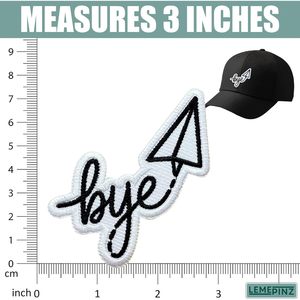 Bye Paper Airplane Embroidery <b>Patch</b> 3 Inches Iron <b>On</b> <b>Sew</b> <b>On</b> Travel Applique Fabric <b>Patch</b> Bags - Product Image 3