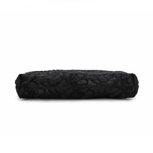 Sac en coton, design simple, noir et blanc, pour femme, avec bouton magnétique, sacs solides plissés et froissés avec chaîne - Product Image 3