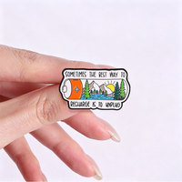 Broche en émail motif paysage naturel avec slogan motivant, en alliage de zinc, pour sac à dos, veste, chapeau, revers, décoration, objet de collection