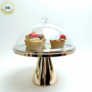 Soporte para Pasteles de 12 y 14 Pulgadas, Dorado, con Tapa, para Mesa de Postres, Bodas, Soportes para Cupcakes con Cúpula - Product Image 1