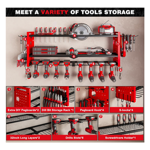 ที่เก็บเครื่องมือติดผนังขนาดใหญ่สำหรับจัดเก็บเครื่องมือไฟฟ้า กล่องเก็บดอกสว่านไร้สายพร้อมที่ใส่ดอกสว่าน 8 ช่อง - Product Image 3