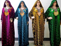 Nouvelle robe boubou élégante et ample avec des franges en strass, robe abaya pour femmes musulmanes, col en V, coton imprimé double face, robe africaine