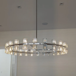 Lustre rond décoratif en <span class=keywords><strong>fer</strong></span> forgé et cristal, style américain, réglable et dimmable, idéal pour villas et mariages - Product Image 5