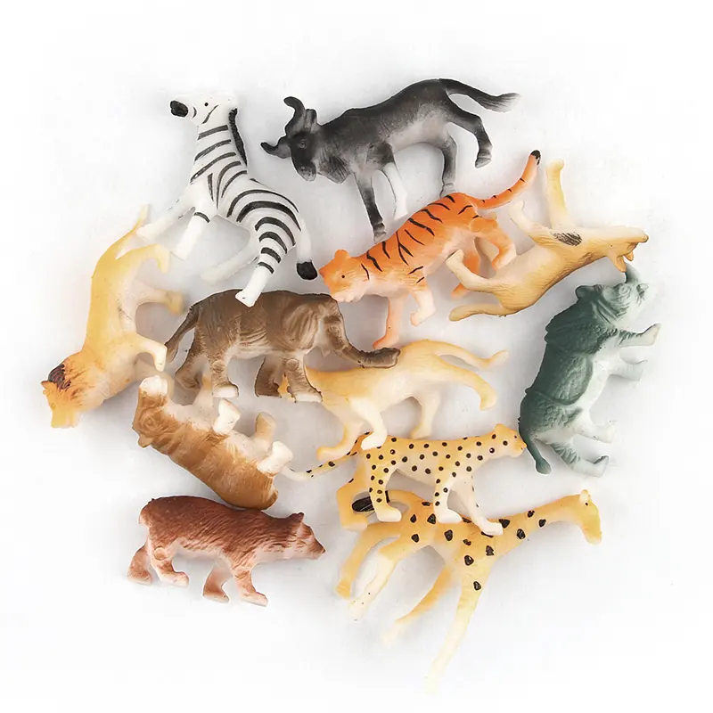 Factory Supply Tiermodell Figuren Spielzeug, Realistische Wild Zoo Mini Tiere Spielset Kunststoff, Kinder Kleinkinder 12-teiliges Geschenkset
