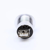 Connecteur automobile en aluminium de 22 mm de diamètre de montage, USB 2.0 femelle B vers femelle A, connexions filaires 1,5 A 12 V