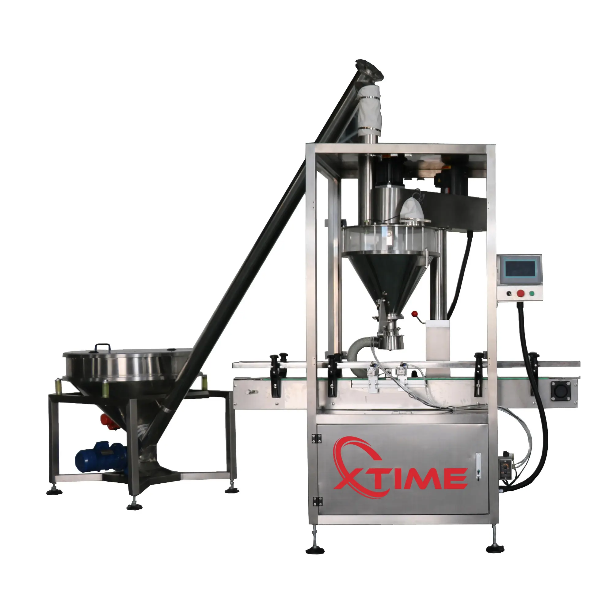 Mesin penyegel dan pengemasan makanan untuk 50-1000ml, botol saus/rempah-rempah/bubuk/kopi, garis pengisian bubuk